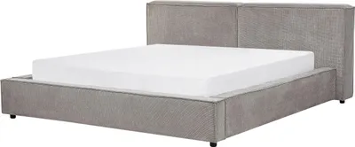 Produktbild von BELIANI Wasserbett Grau Stoff mit Zubehör Matratze 180x200 cm Hohes Gestepptes Kopfteil Retro Design Doppelbett Ehebett Schlafzimmer Ausstattung Möbel