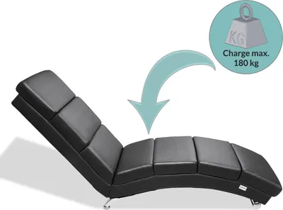 Image de Casaria Méridienne London Chaise de relaxation Chaise longue d’intérieur design Fauteuil relax salon noir