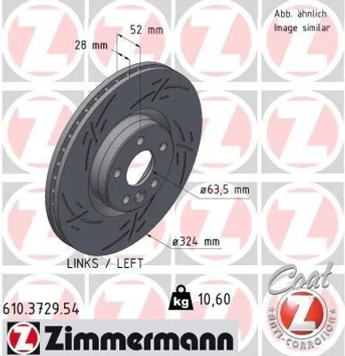Produktbild von ZIMMERMANN Bremsscheibe Vorne Links für VOLVO XC60 (156) 324mm 610.3729.54