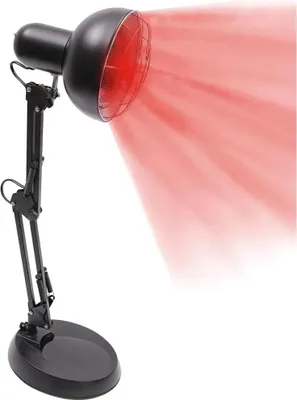 Produktbild von Infrarot Rotlichtlampe - Wärmelampe - 150 W - Höhenverstellbar - E27-Lampe inklusive - EU-Stecker 220 V - Zur Schmerzlinderung für Muskeln und Gelenke - Schwarz