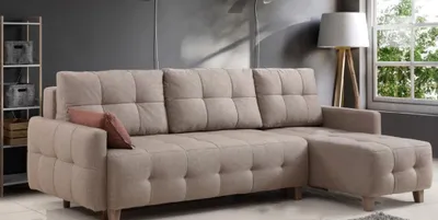 Zdjęcie produktu dla Beżowa sofa narożna tapicerowana tekstylna sofa w kształcie litery L zestaw nowy