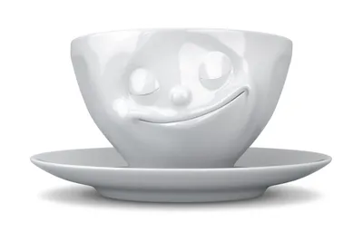 Produktbild von TV Kaffeetasse glücklich weiß 200 ml Tasse Milchkaffee Porzellan Kaffee