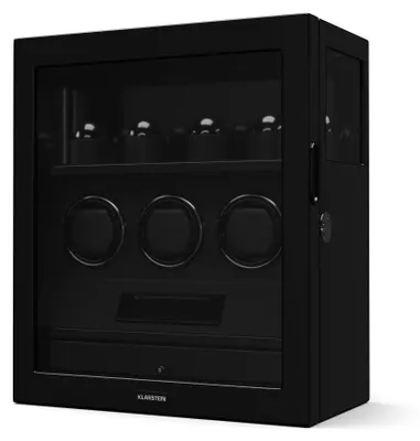 Obrázek produktu pro Klarstein SecureTouch natahovač hodinek, 3+4 hodinky, motor Mabuchi, klavírní lak, 41 režimů, zámek, LED diody