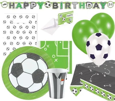 Produktbild von Amscan Partyset Fußball 60-teilig mit Einladungskarten und Tischdecke