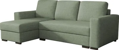 Produktbild von MIRJAN24 Ecksofa Latte mit zwei Bettkästen und Schlaffunktion, Seite universal, Holzfüße, Rückenlehne in Form beweglicher Kissen (Farbe: Neve 34)