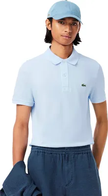 Zdjęcie produktu dla Lacoste Polo szeroki krój jasnoniebieski jednokolorowa bawełna