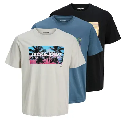 Produktbild von 3er Pack JACK & JONES Herren T-Shirts Indiana Tee Crew-Neck