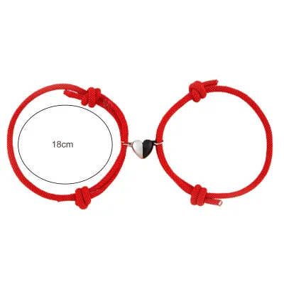 Produktbild von 2 Stück attraktives Armband, perfekte Geschenke, Legierung, exquisite magnetische Herz-Paar-Handkette für den täglichen Gebrauch-Rot