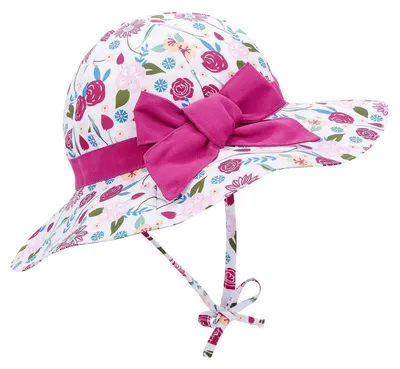 Produktbild von Sonnenhut Baby Mädchen Jungen Kinder Sonnenschutz UPF 50 Sommer Fischerhut Weiß mit Rose 2-4 Jahre