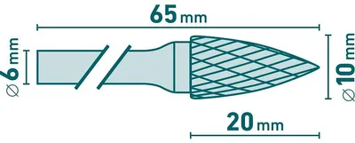 Immagine prodotto di Fresa in metallo duro, punta in metallo, diametro 10 mm, lunghezza di taglio 20 mm, gambo 6 mm