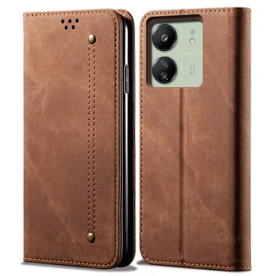 Produktbild von Hülle für Xiaomi Poco C65 /Redmi 13C 4G Leder Brieftasche Flip Bookstyle Schutzhülle mit Standfunktion Braun