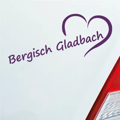 Produktbild von Auto Aufkleber Bergisch Gladbach Herz Stadt City Liebe Love 19,5x8 cm Lila Sticker Heckscheibenaufkleber