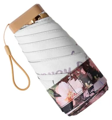 Immagine prodotto di INF Ombrello Compatto Stampato 14CM Piatto a 6 Pieghe UV per Sole e Pioggia — Parasole Portatile da Donna