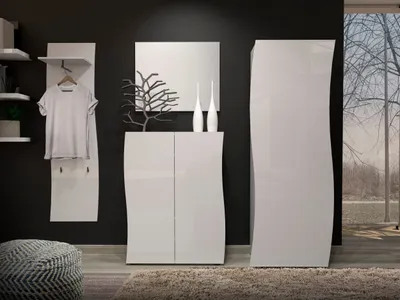 Produktbild von Garderoben-Set >KISS< in weiß, Holzwerkstoff - 242x190x42cm (BxHxT)