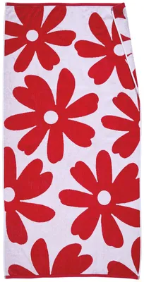 Produktbild von Strandtuch aus Baumwolle mit Blumen-Design, Rot, 90 cm breit, weich und saugfähig