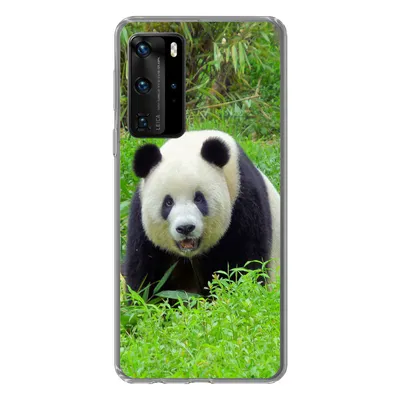 Produktbild von MuchoWow® Handyhülle Schutzhülle Hülle für Huawei P40 Pro Panda - Gras - Tier Silikon Softcase Handy Hülle - Schutz