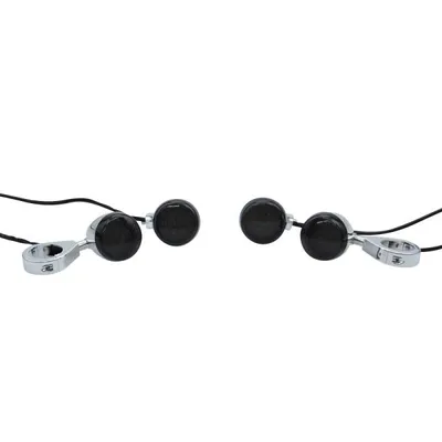 Productafbeelding van LED-knipperlicht voor motorfiets, model Harvey, geschikt voor voorvork of frame, chroomkleurig, helder glas