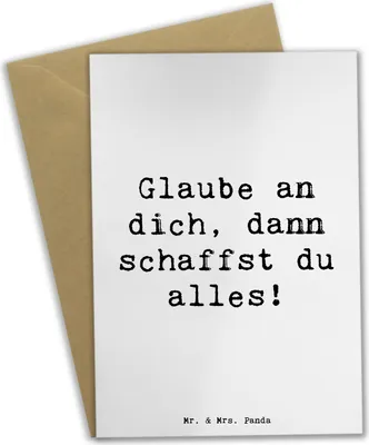 Produktbild von Mr. & Mrs. Panda jubiläumskarte Spruch Angst überwinden - Weiß - Geschenk, dankeskarten, einladungskarten, Glückwunschkarte, babykarte, innere Stärke, Glaube an dich