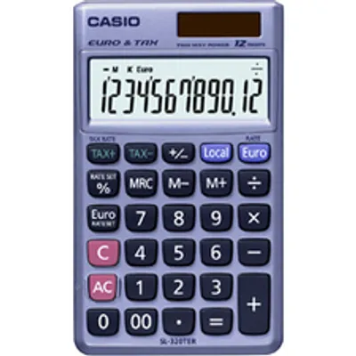 Produktbild von Casio SL-320TER+ Standard-Taschenrechner - 12 Stellen - LCD - Akku/Solar Angetrieben - 8 mm Höhe x 70 mm Breite x 118,5 mm Länge