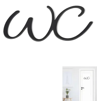 Productafbeelding van WC - Bordje voor badkamer - Zelfklevend - Zwart - Wc-sticker - Wc-decoratie voor binnen en buiten - Huis en kantoor