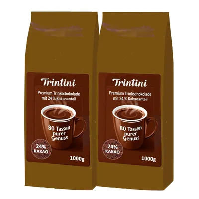 Produktbild von Trintini Trinkschokolade mit 24% Kakao 2x1000g