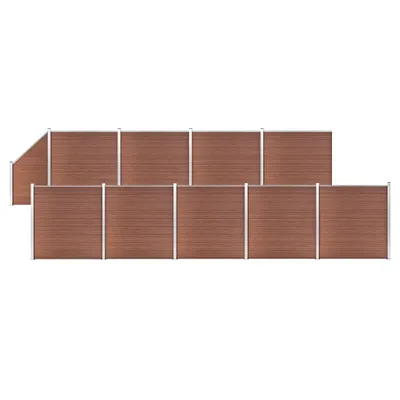 Image de Ensemble de clôture WPC 9 Carré + 1 Incliné 1657x186 cm Marron