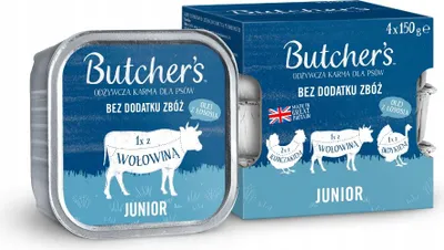 Obrázok produktu pre Junior hovädzie, morčacie a kuracie paštéty pre šteniatka 4 x 150 g