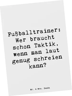 Produktbild von Mr. & Mrs. Panda Postkarte Spruch Fußballtrainer Motivation - Weiß - Geschenk, Berufsleben, Trainer, Postkarten, Beruf, Ansichtskarten, Ansichtskarte, Grußkarte