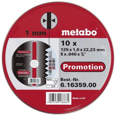 Obrázok produktu pre Metabo Trennscheiben 125 mm für Winkelschleifer 1,0x22,23mm Inox 10 Stück