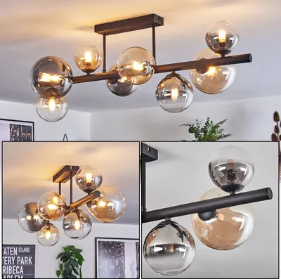 Produktbild von Isorella Deckenlampe aus Metall/Glas in Schwarz/Rauch-/Bernsteinfarben/Klar