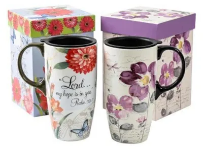 Immagine prodotto di Set da 2 tazze in Vetroceramica da 500 ml, con decorazione floreale, complete di coperchio. Adatte al microonde e alla lavastoviglie