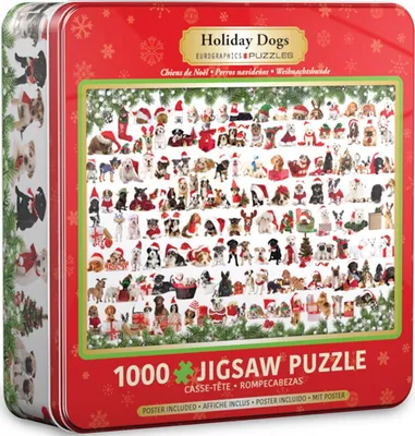 Zdjęcie produktu dla Puzzle 1000 Tin Holiday Dogs 8051-0939