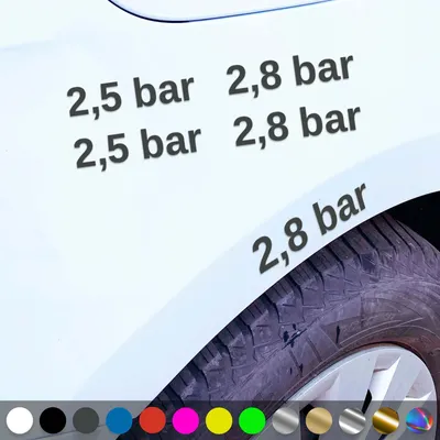 Produktbild von PantherPixel Reifendruck Aufkleber Reifenluftdruck BAR Luftdruck Sticker Auto Geschenkidee Farbe Dunkelgrau