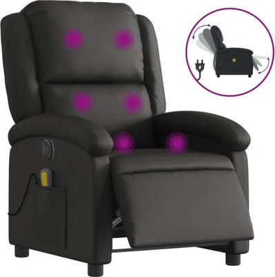 Produktbild von vidaXL Massagesessel Elektrisch Schwarz Echtleder
