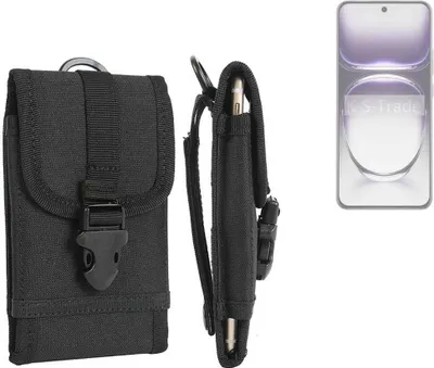 Produktbild von K-S-Trade Holster Handy Hülle kompatibel mit Oppo Reno12 Pro PJW110 Holster Handytasche Gürtel Tasche Schutz Hülle Robust Outdoor schwarz