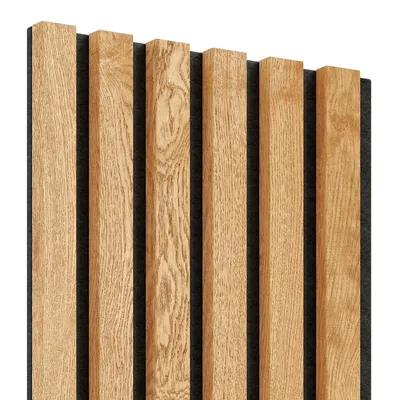 Produktbild von LAMEO Akustické panely na stenu Prírodný laminát - lamely na plsti - DUBOVÁ DÝHA - 30x270cm