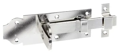 Produktbild von Alberts Schlossriegel | gerade, mit flachem Griff und befestigter Schlaufe | Edelstahl | Platte 140 x 52 mm