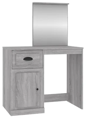 Productafbeelding van vidaXL Schminktafel met spiegel, grijs Sonoma, 90x50x132,5 cm