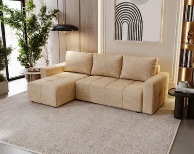 Produktbild von Ecksofa Schlafsofa NOHA in Stoff Paros Beige Ottomane Links