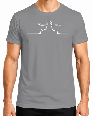 Imagen del producto de Camiseta para hombre, marca Linea Balum, diseño "Strichmännchen Osvaldo Cartoon", color gris, talla XL