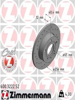 Produktbild von 2x ZIMMERMANN 600.3222.52 Bremsscheibe Hinterachse