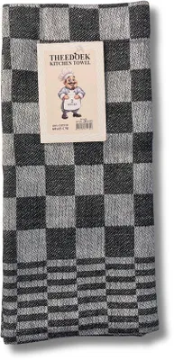 Immagine prodotto di Set di 2 strofinacci Unyqoos® – 60 x 65 cm, 100% cotone, a quadri, nero/bianco, strofinacci da cucina assorbenti