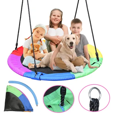 Immagine prodotto di Jiubiaz Altalena a nido Ø100 cm Altalena a disco 100-160 cm Altalena per bambini Altalena da esterno