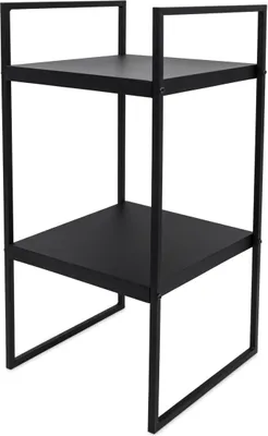 Obrázek produktu pro Dvoupatrový kovový regál – cca 27 x 27 x 54 cm – dekorativní stolek v černé barvě