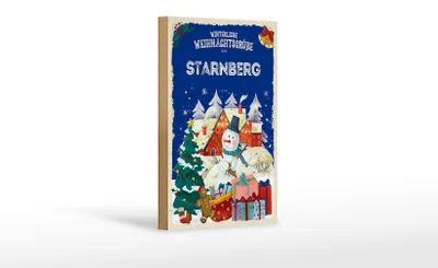 Produktbild von Holzschild Weihnachtsgrüße STARNBERG Geschenk Dekoration 12x18 cm