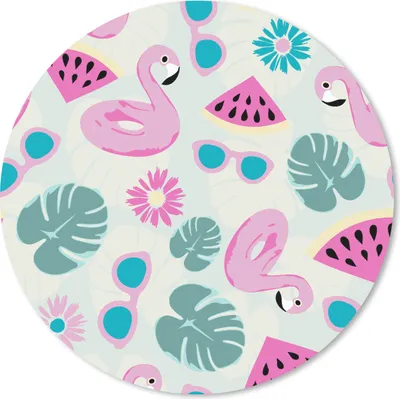 Produktbild von MuchoWow® Mauspad Mousepad Sommer - Muster - Flamingo - Monstera 20x20 cm - Mousepads - Maus Mat - Pad - Mausunterlage - Schreibtischmatte