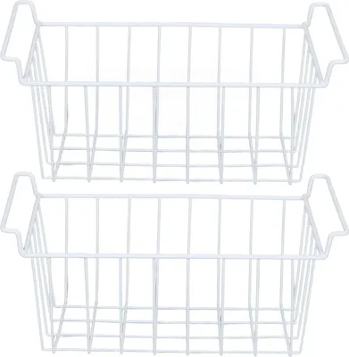 Obrázek produktu pro 2 ks košíky do lednice a mrazáku Velké drátěné úložné košíky s uchy pro spíž 48,5 x 24,5 x 20 cm / 19,1 x 9,6 x 7,9 palce