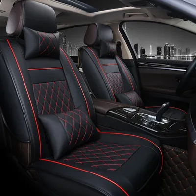 Produktbild von Universal All Car Leder Support Pad Sitzbezüge Kissen Zubehör Schwarz und rot Luxus Single