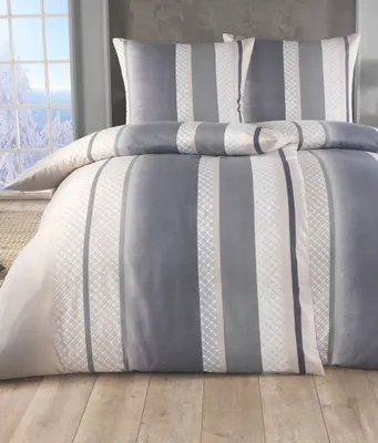 Produktbild von 4 teilige kuschelige Baumwolle Soft Fein Biber Bettwäsche 135x200 + 80x80 Kissenbezug, flauschig warme Winter Bettbezug, Größe:2x 135x200 + 2x 80x80, Design - Motiv:Design 2