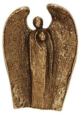 Schutzengelfigur aus Bronze, handgefertigt, 9,5 x 6,5 cm
